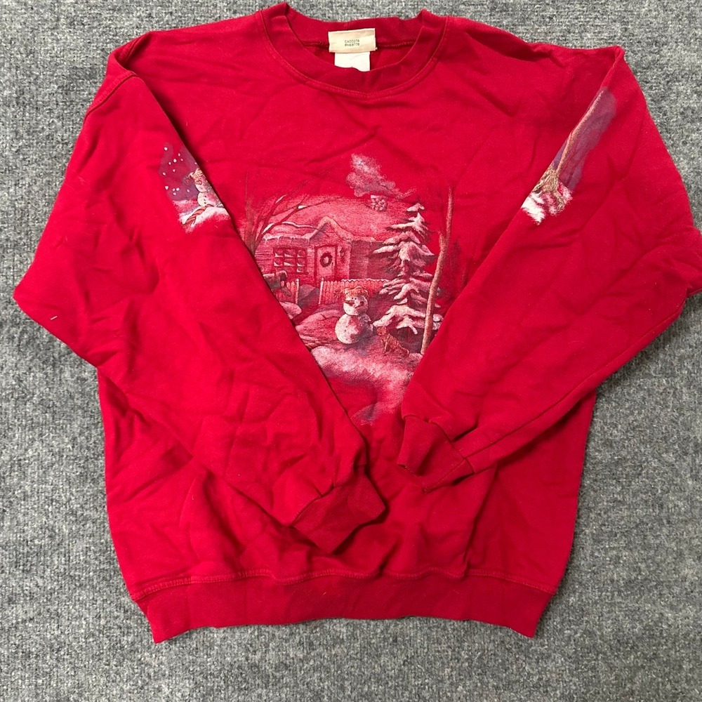 Northern Reflections Sweatshirt Womens Size M Red Winter Snowman Holiday Vintage